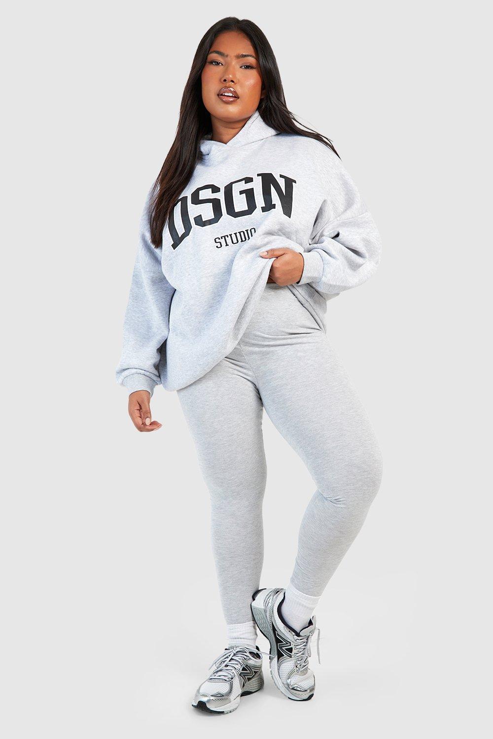 Womens Plus Dsgn Oversized Hoodie And Legging Set - Grey - 18, Grey